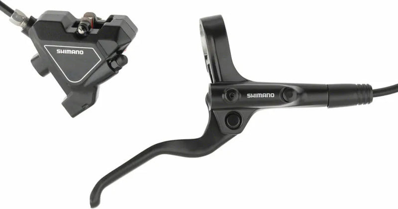 Shimano brake lever and caliper on a white background