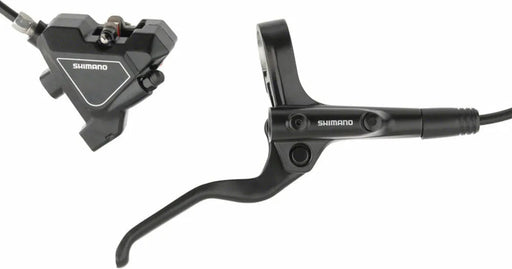 Shimano brake lever and caliper on a white background