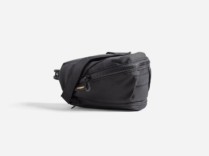 Black bag with a visible brand logo on a white background