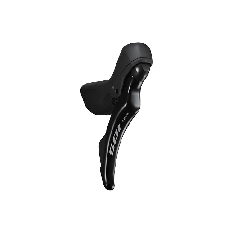 Black bicycle shifter with 'Shimano' branding and '105' product branding on a white background