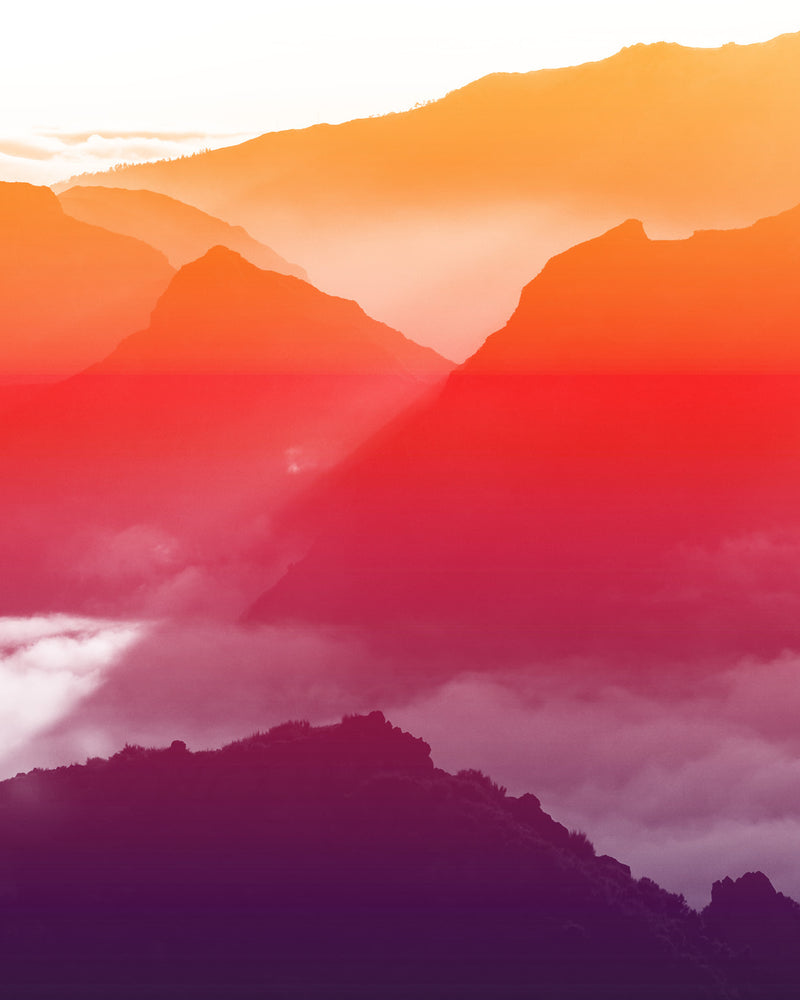 Colorful mountain landscape with a gradient sky