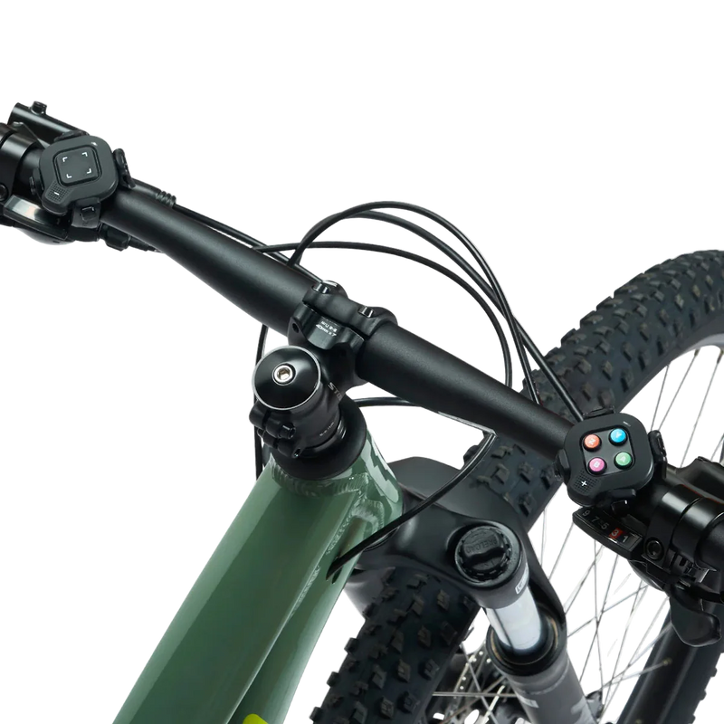 Zwift Click V2 controllers attached to bike handlebars on transparent background