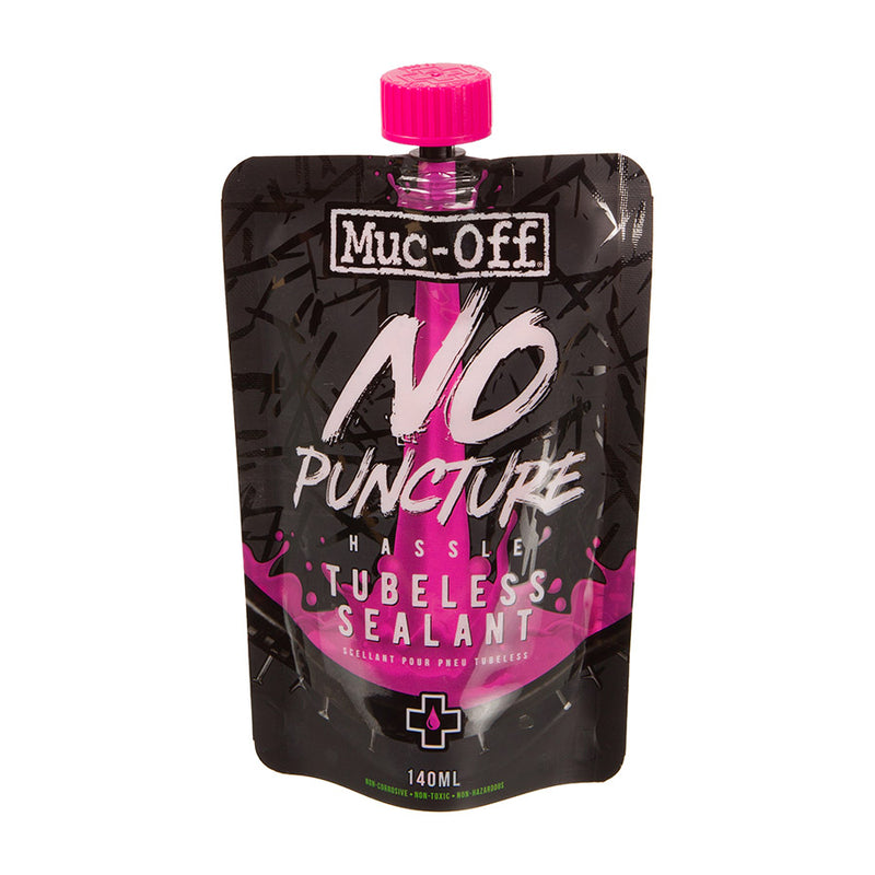 Muc-Off No Puncture Hassle Tubeless Sealant packaging on a white background