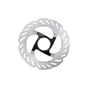 Bicycle stainless steel disc brake rotor on a white background (small 140mm size)