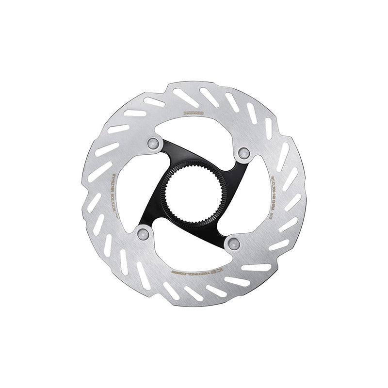 Bicycle stainless steel disc brake rotor on a white background (small 140mm size)