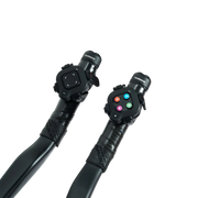 Zwift Click V2 controllers mounted on aero bar extensions on a transparent background.