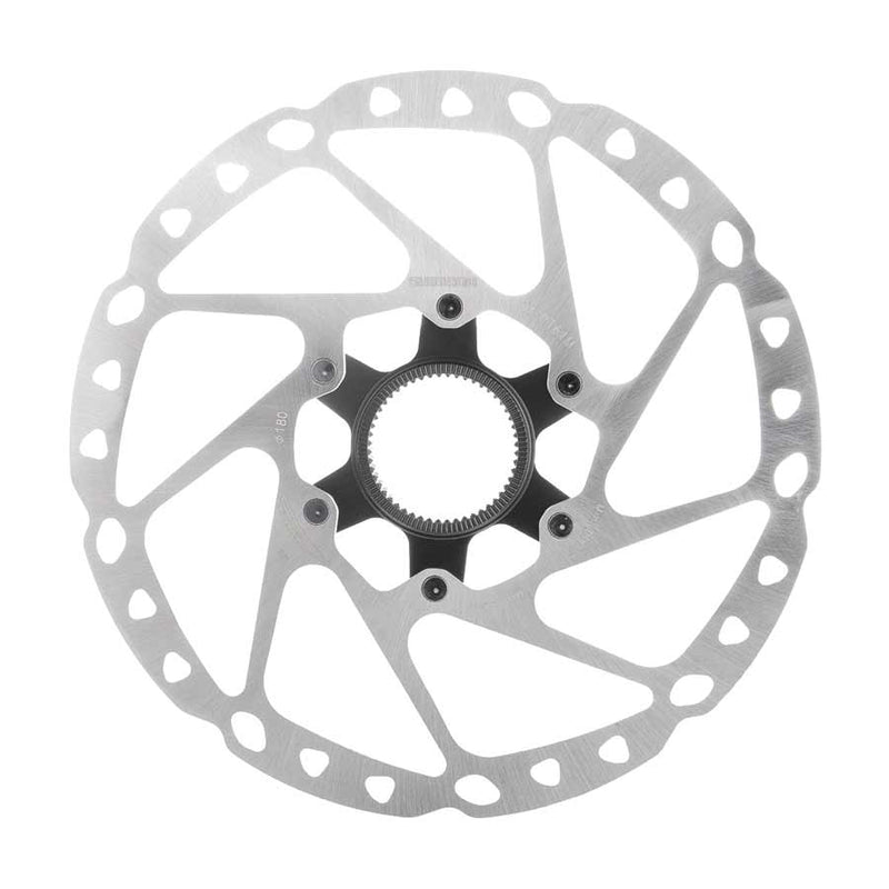 Bicycle disc brake rotor on a white background