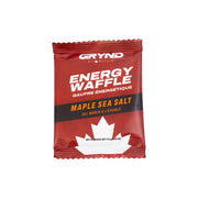 Grynd Energy Waffle package with red and white design on a white background - Maple Sea Salt flavoured.