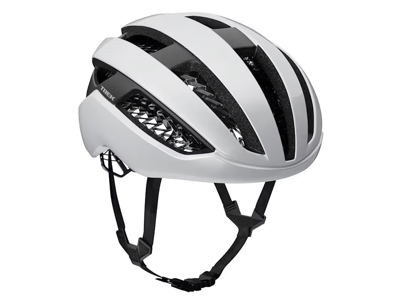 White and black helmet on a white background