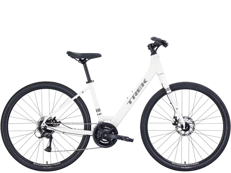 White bicycle with black tires on a transparent background