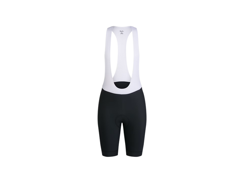 Cycling bib shorts with white top and black pants on a transparent background