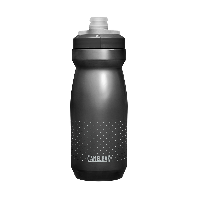 Black CamelBak water bottle on a white background