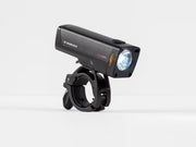 Bicycle light with a black holder on a white background