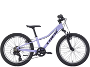 Light Purple children's bicycle with 'Trek' branding on a white background