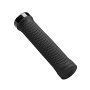 Black bicycle handlebar grip on a white background