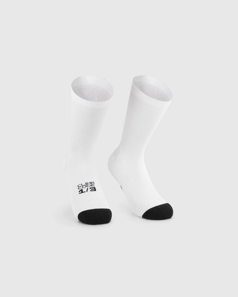 White socks with black accents on a white background