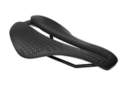 Black bicycle saddle on a white background