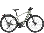 Lichen green coloured electric hybrid bike poroduct shot, against a transparent background.