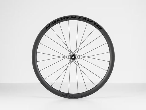 Black bicycle wheel with 'Halo' branding on a white background