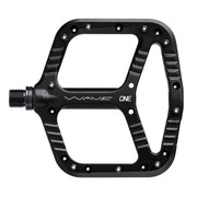 Black bicycle pedal with 'Wave One' branding on a white background