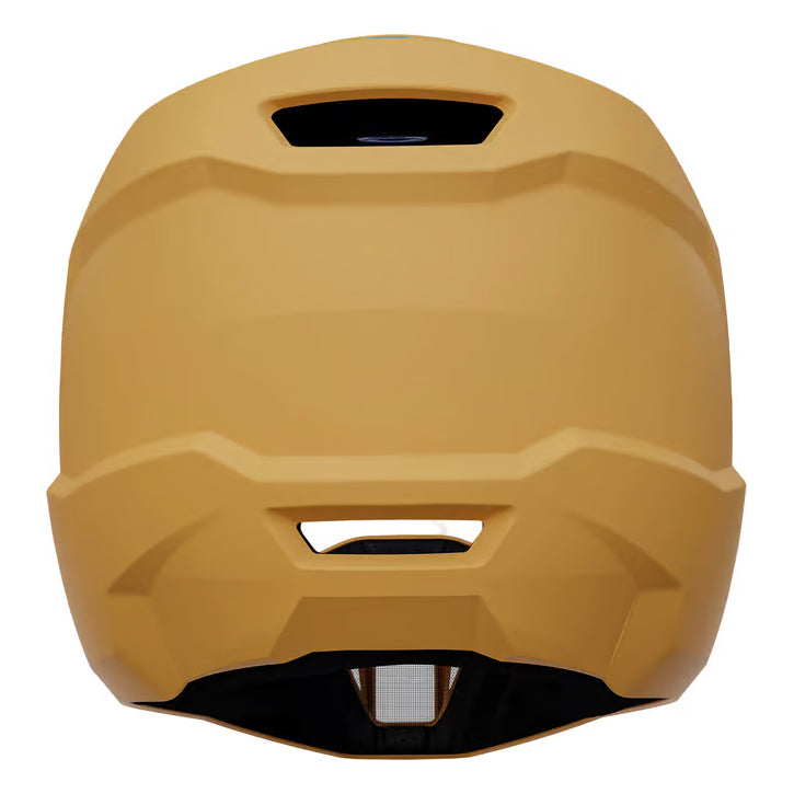 Lager Yellow Leatt MTB Gravity 1.0 Junior full-face helmet, back view on a white background