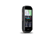 Garmin Edge 1050 GPS cycling computer displaying navigation map and ride performance metrics