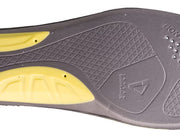Macro bottom view of yellow and brown insole base featuring 3D Arch Pillar structure, contrasting grip zones, and inForm BioDynamics branding