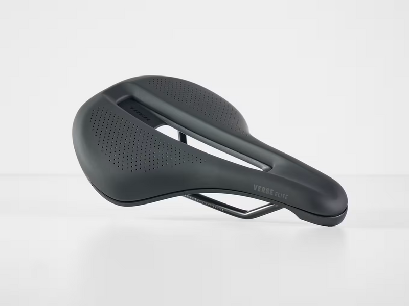 Black bicycle saddle on a white background