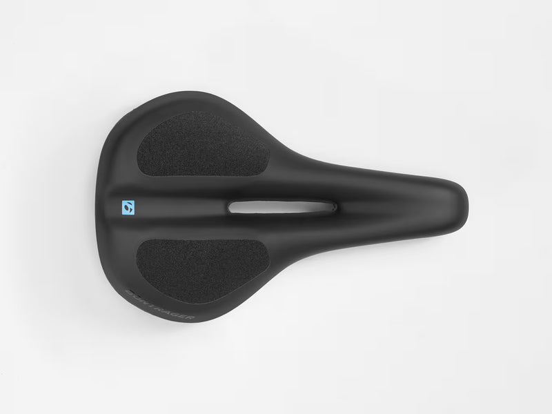 Black bicycle saddle on a white background