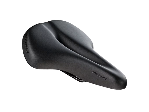 Black bicycle saddle on a white background