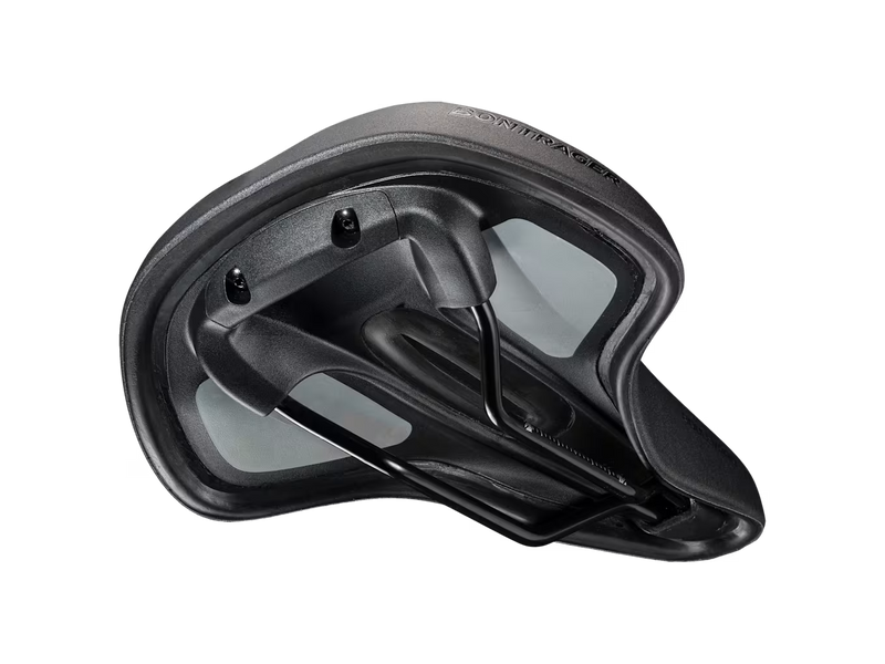 Black bicycle seat on a white background