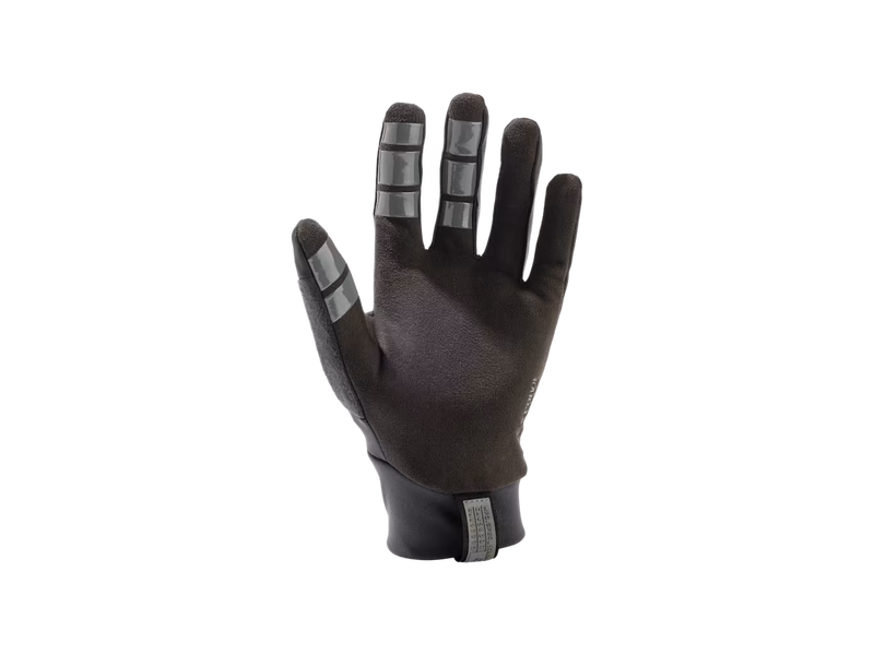 Fox Racing Ranger Fire Mountain Bike Gloves, palm view with silicone grip detailing on the fingers, extended cuff and Fox Racing branding on a transparent background