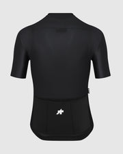 Black cycling jersey on a light gray background