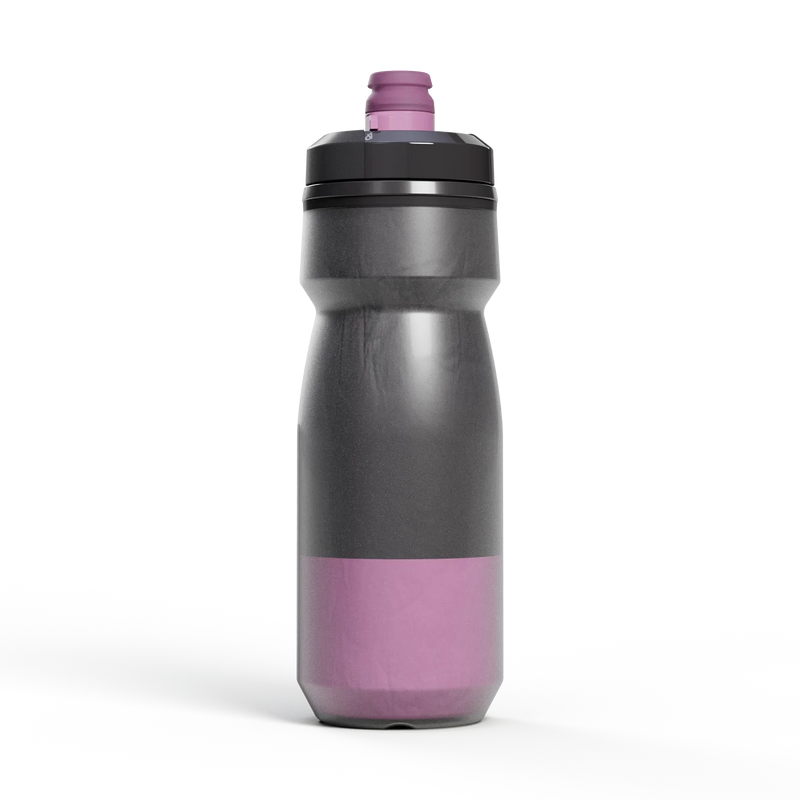 purple and black water bottle product image, back