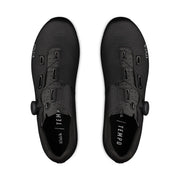 Black cycling shoes with 'Tempo' branding on a white background