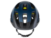 Dark blue helmet with yellow accents on a transparent background