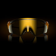 Gold reflective visor on a black background