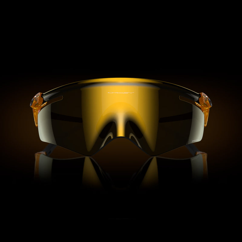 Gold reflective visor on a black background