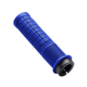 Blue bicycle handlebar grip on a white background