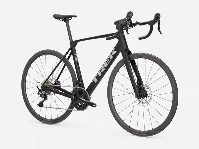 Trek Domane SL 4 Gen 5 road bike in Matte Deep Smoke, full three-quarter product view on a white background