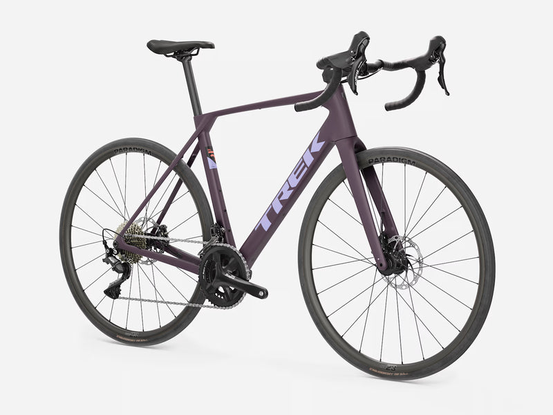 Trek Domane SL 4 Gen 5 road bike in Matte Nightshade, full three-quarter product view on a white background