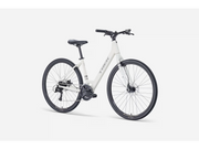 White bicycle with black tires on a white background