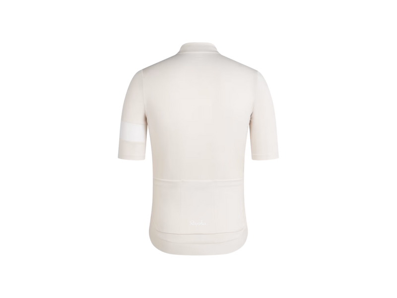 Rapha Core Men’s Cycling Jersey, White, back view product shot / Maillot de cyclisme Rapha Core pour homme, vue arrière en photo produit