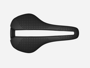 Black bicycle saddle on a white background
