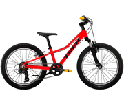 Red children's bicycle with black wheels on a transparent background