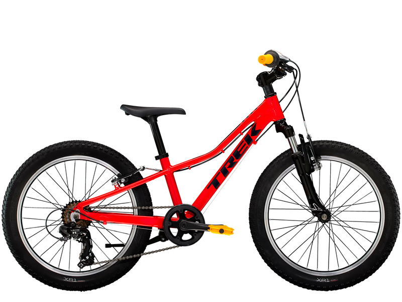 Red children's bicycle with black wheels on a transparent background