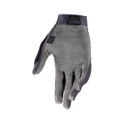 Leatt MTB 1.0 GripR Jr right glove, palm-up view showing the medium grey MicronGrip palm and silicone grip details on a transparent background