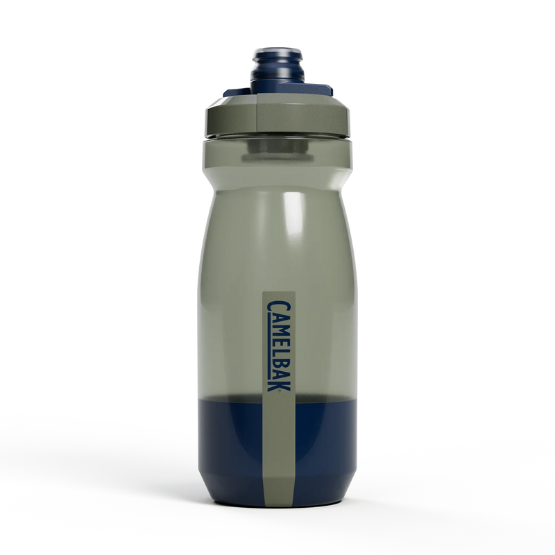 Green and Navy Water bottle with camelbak logo