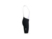 Side view of bib with Logo of Rapha stylized, black and white material, product image