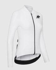 White cycling long-sleeved jersey with black accents on a white background